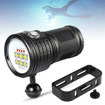 

QX14-7 300W Six 9090 White XML2 Four XPE Red R5 Four XPE Blue LED Underwater 80m Diving Flashlight with Spherical Bracket