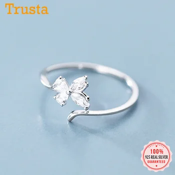 

Trustdavis Real 925 Sterling Silver Sweet Butterfly Dazzling CZ Opening Rings For Women Wedding Party Fine S925 Jewelry DA1827