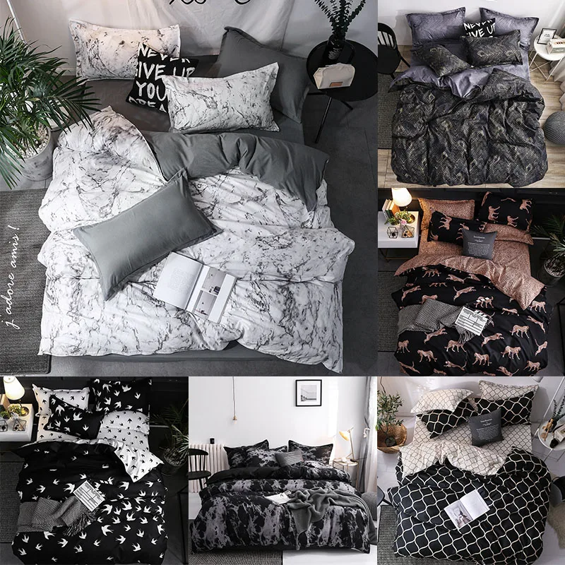

Marble Bedding Set Black White Geometric Nordic Simple Polyester Bedding Simple Queen King Sizes Duvet Cover Pillowcase 3 pieces