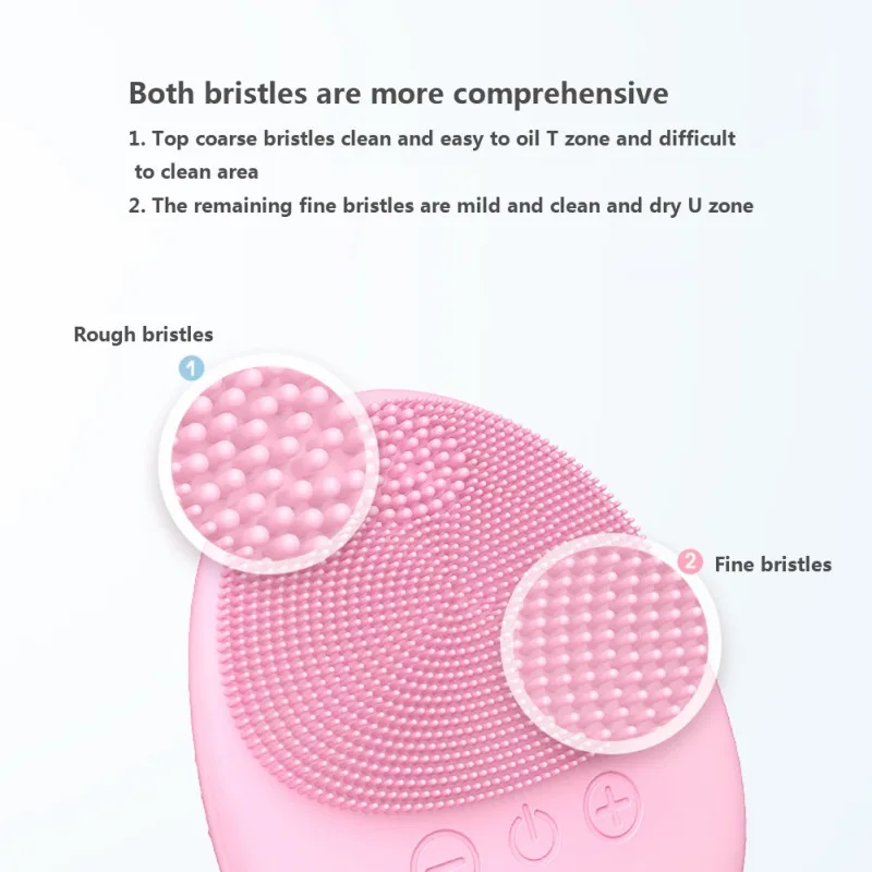 USB Rechargeable Silicone Cleansing Instrument Cleaning Pores Portable Facial Cleansing Brush Face Wash Massage