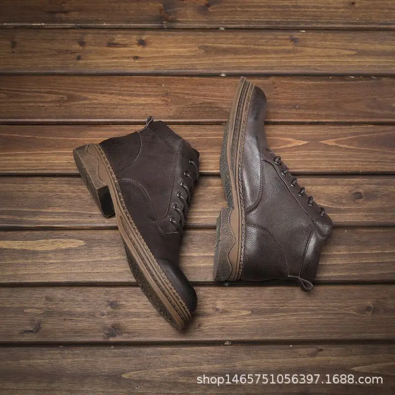 

2019 New Style Genuine Leather Martin Boots Men's Hight-top British Style Europe And America Retro Versatile Cowhide Short Boots