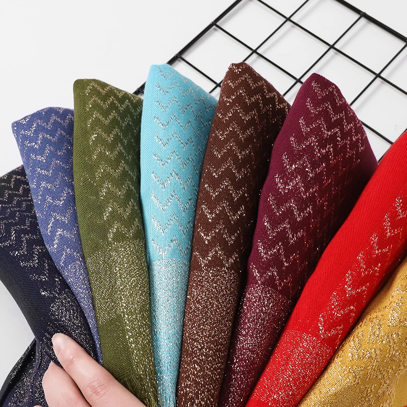 

Women Jacquard Gold Thread Wavy Fringed High Quality Soft Viscose Wave Hijab Scarf Women's Scarves Hijabs Long Shawls