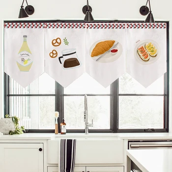 

Nordic Kitchen Flag Curtain Triangular Curtain Cabinet Curtain Partition Curtain Cloth Curtain Kitchen Decorative Half Curtain
