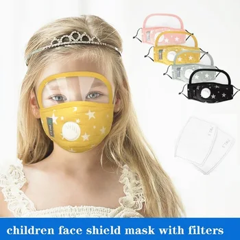 

2In 1 Child Face Mask With Eyes Shield Valve PM2.5 Filters Washable Cotton Dustproof Mask Protective Mask Safely Designer Masks