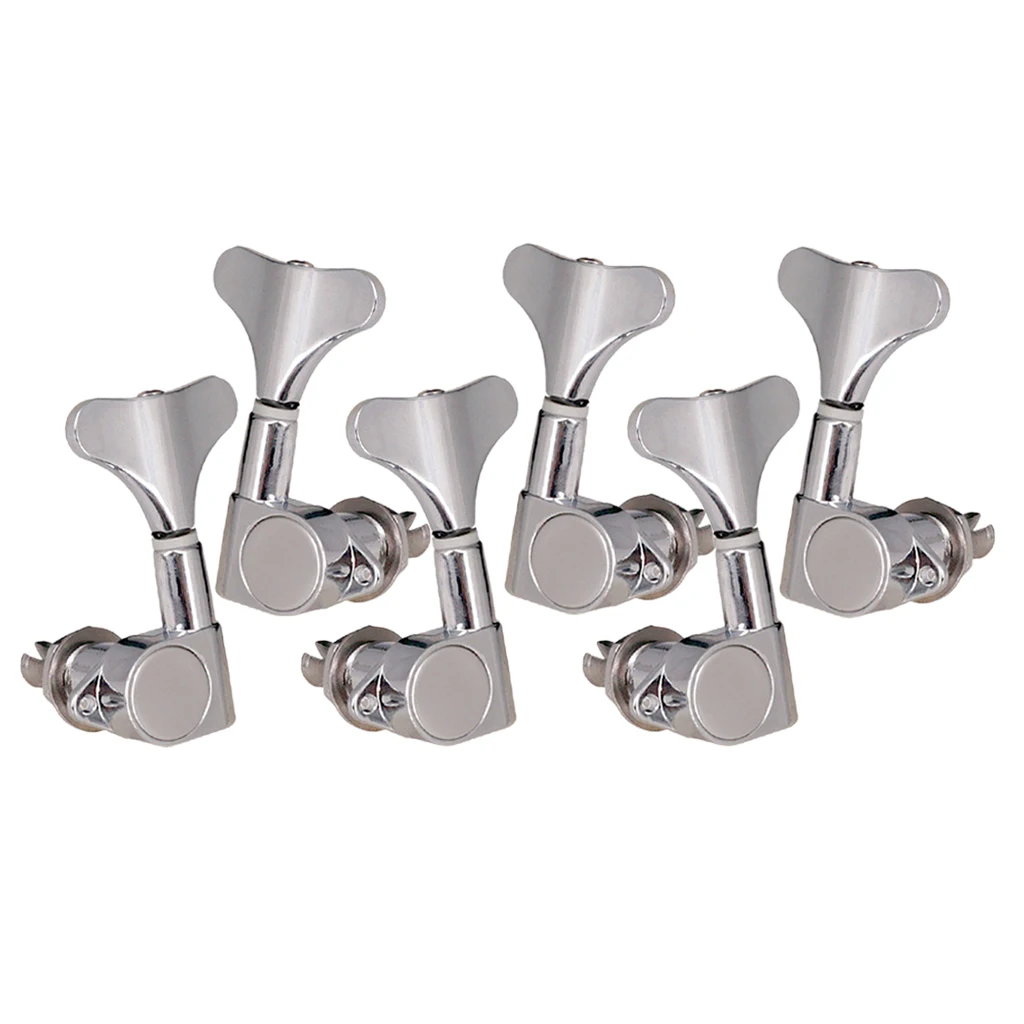 Упаковка из 6 3L3R сплав электрическая Замена баса колышки закрытые тюнинг ключи 2,2x1,09 дюймов серебро