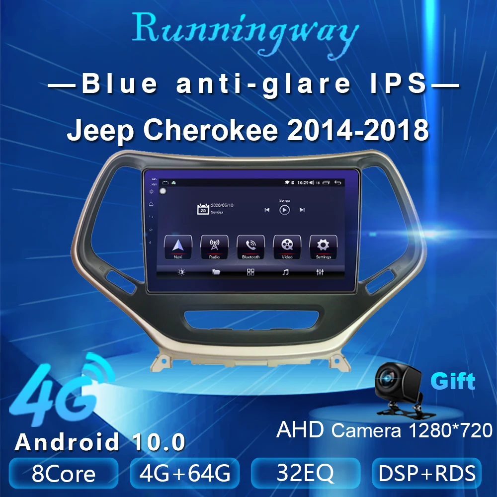 Runningway Android 10 0 5G автомобильный DVD-плеер для Jeep Cherokee 2013 - 2018 4G + 64G автомобильное радио