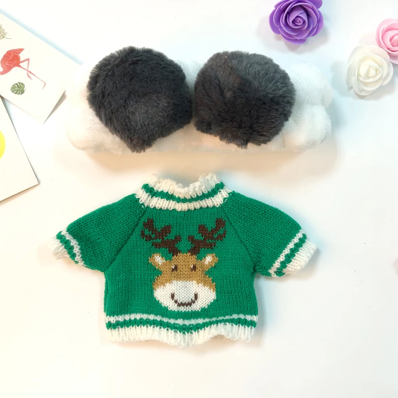 Милая Одежда для кукол, аксессуары для волос Kawaii, для девочек, повязка для волос, для мытья лица, для бега, для макияжа, LaLafanfan, кафе, утка, плюшевая игрушка, подарки для девочек - Цвет: green cloth