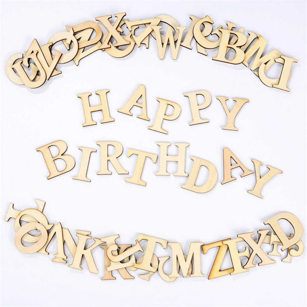 

52Pcs English Alphabet Letters Wood Number Arts Crafts Digital Display Mixed DIY Handmade Household Decor Wedding Party Supplies