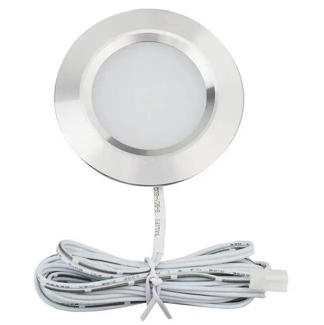 Под шкафом лампы шайба Свет 12V круглый алюминиевый полка кухонные шкафа LED шкаф