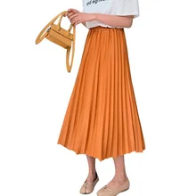 Новая длинная юбка, осенняя Женская плиссированная юбка, женская элегантная плиссированная юбка в стиле Харадзюку с высокой эластичной талией, макси юбки, jupe femme
