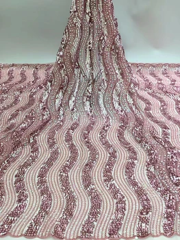 

New Style Soft Milk Silk Lace Fabric Top Sale African Nigerian Lace Fabric With Sequins French Milk Silk Lace For Wedding