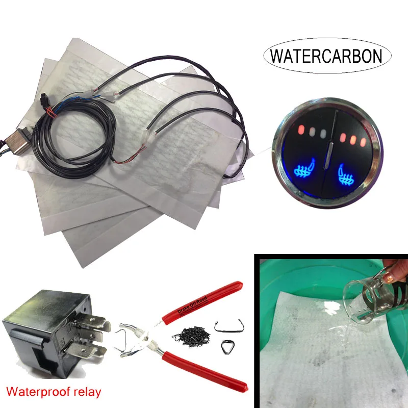 Дальнее инфракрасное углеродное волокно 2 мест установка, круговой Жук Дизайн 3 киосков отопительный переключатель с Подогревом Комплект для сидения, 4 колодки Treatme - Название цвета: Waterproof heating