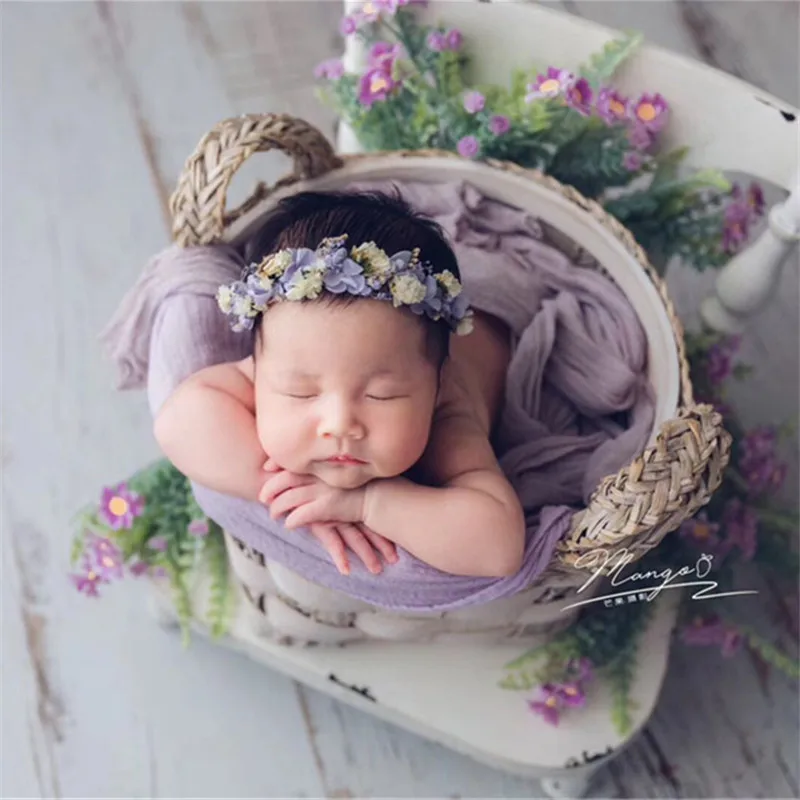 Baby Photography Basket Handmade White Woven Box Prop Baby Photo Shoot Newborn Posing Sofa Studio Fotografie Props Accessories