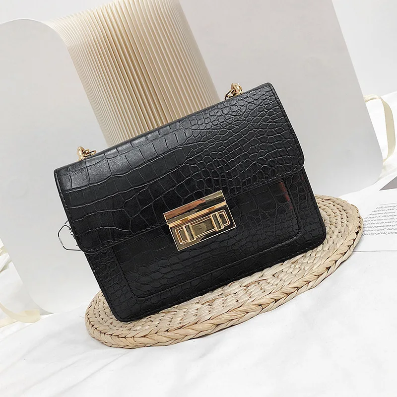 

Hot Sales Fashion Popular Simple New Style Stone Pattern Girl'S Hand One-Shoulder Handbag Lock Oblique WOMEN'S Bag