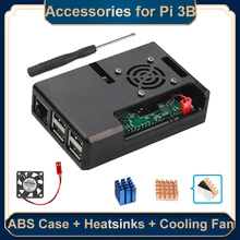 Kit de refroidissement pour Raspberry Pi 3 B Plus, boîtier ABS noir/Transparent avec ventilateur, dissipateurs de chaleur, modèle B
