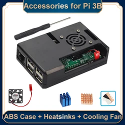 Kit de refroidissement pour Raspberry Pi 3 B Plus, boîtier ABS noir/Transparent avec ventilateur, dissipateurs de chaleur, modèle B 