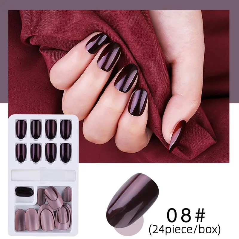 24 шт износ дизайн ногтей готовая часть съемные накладные ногти чистая красный дизайн ногтей Клей фрукты желе взрывной Тип матовый - Цвет: TF0102C08
