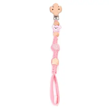 

Baby Wood Pacifier Clip Chain Handmade Woven Nipple Holder Soother Leash Strap