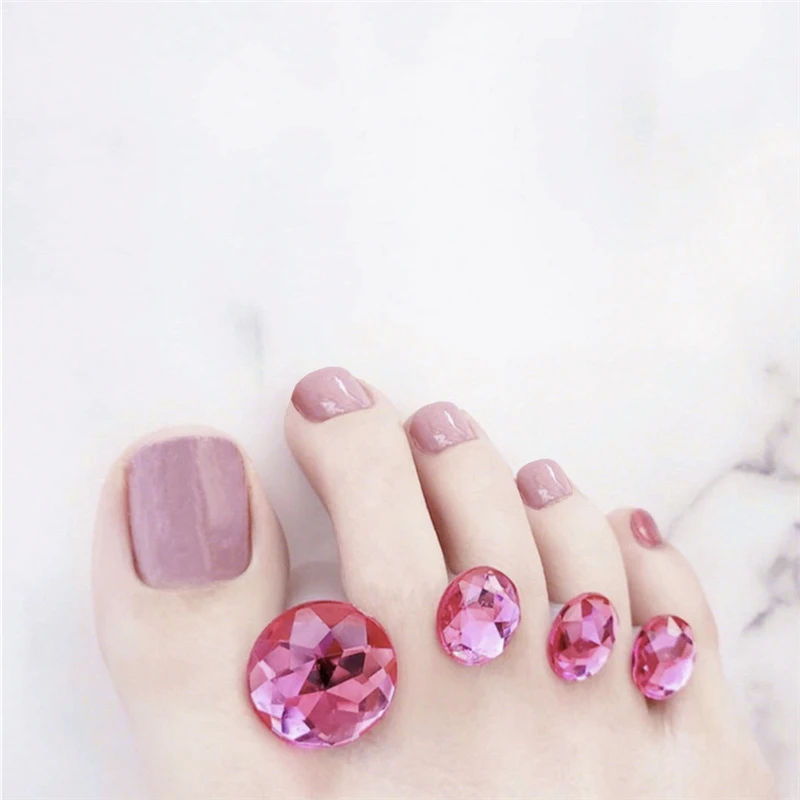 Летние ярсветильник фиолетовые розовые накладные ногти с искусственным носком