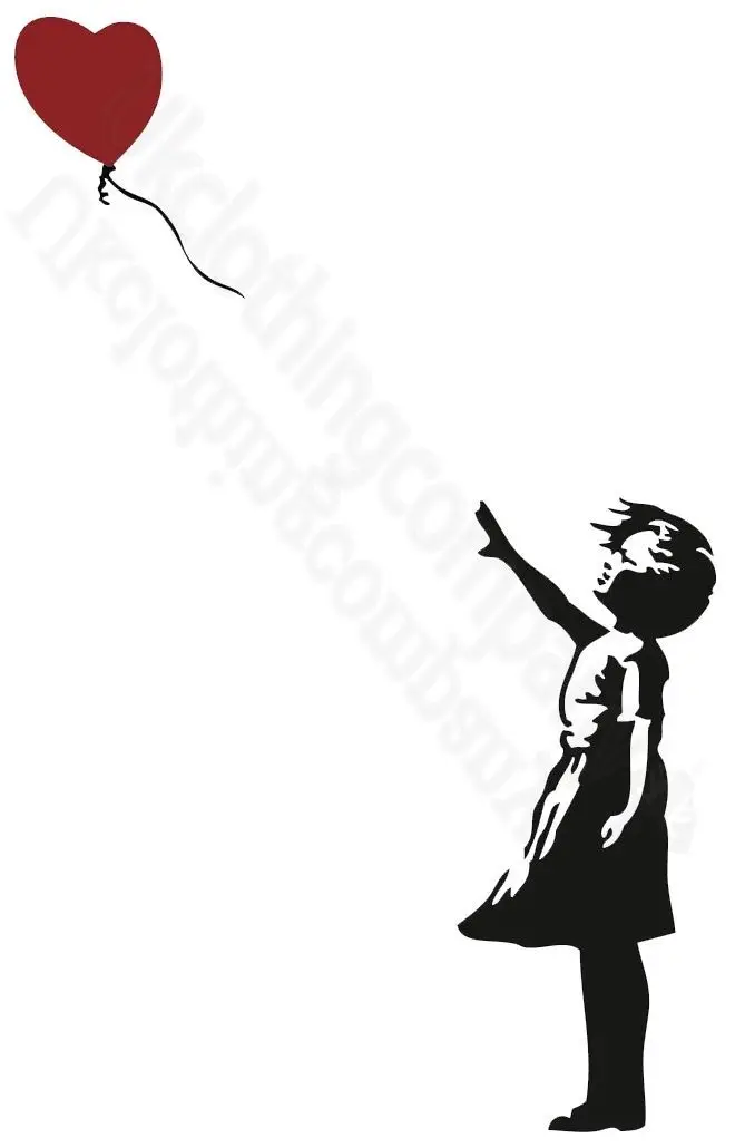 BANKSY девушка чеканка Сердце Граффити искусство T-SHIRT-Мужские Женские топы