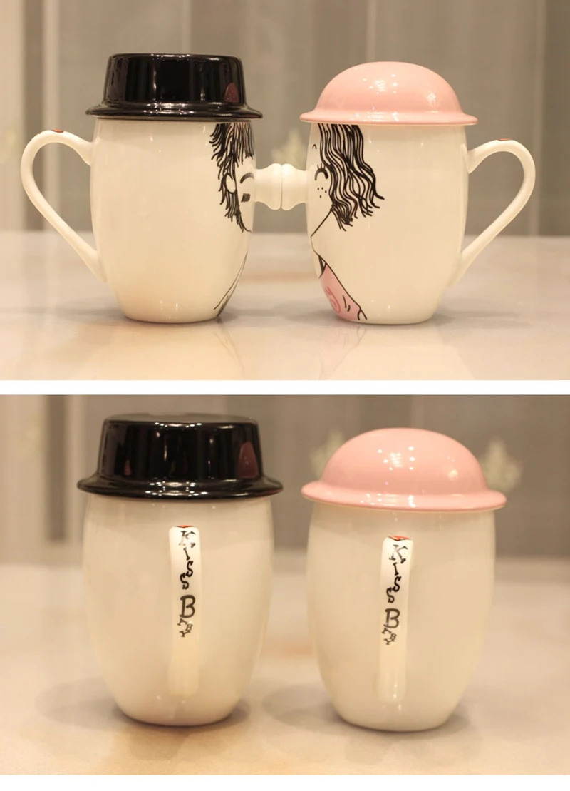 Пара мультяшных керамических чашек граффити чашка с крышкой креативная керамическая чашка пара свадебный подарок чашка