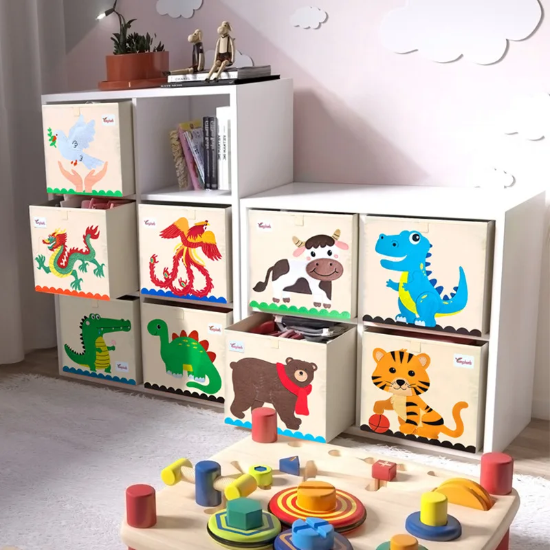 Children Home Cube Storage Box Cartoon Animal Folding Storage Bins Wardrobe Drawer Clothes Basket Kids Toys Sundries Organizer