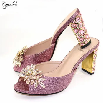 

Elegant pink party high heel sandal shoes fashion slip on pumps with stones VC111, heel height 9cm