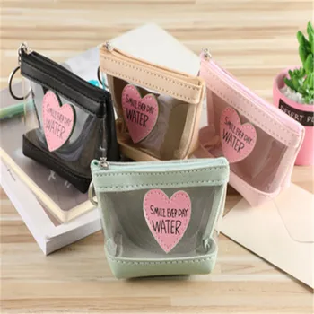 

New Women's Zip Coin Purse Transparent Candy-colored Jelly Lady Coin Purse With Keychain Bag