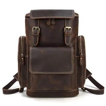 

Style Men's Leather Shoulder Bag Men's Backpack Student Bag Travel Bag