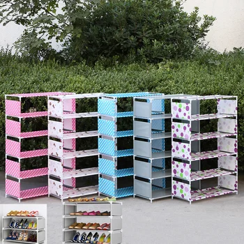 

3/4/5/6 Layers Non-woven Shoe Rack Fabric Dustproof Cabinet Organizer Holder Easy To Install DIY Foldable Stand Shoes Shelf
