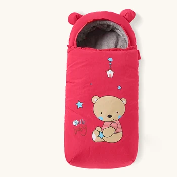 

Winter Sleeping Bags Envelope Newborn Baby Stroller Pad Sleepsack Hooded With Cute Ear Thick Warm Infant Footmuff Wheelchair