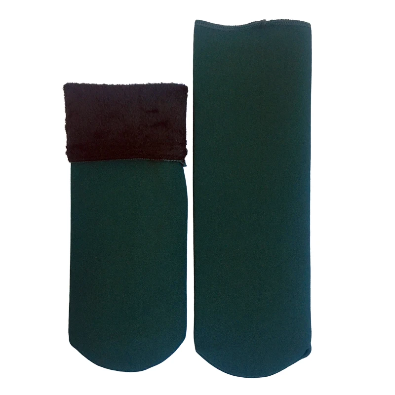 Теплые носки для мужчин и женщин; толстые теплые шерстяные кашемировые зимние носки; бесшовное бархатное Сапоги унисекс; носки для сна - Цвет: Зеленый