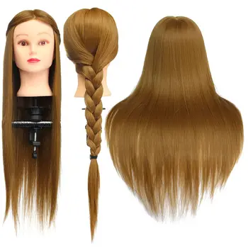 

26 inch Blonde 30% Real Natural Hair Training Mannequin Training Head With Clamp Holder Professional Practice Wig Head Women