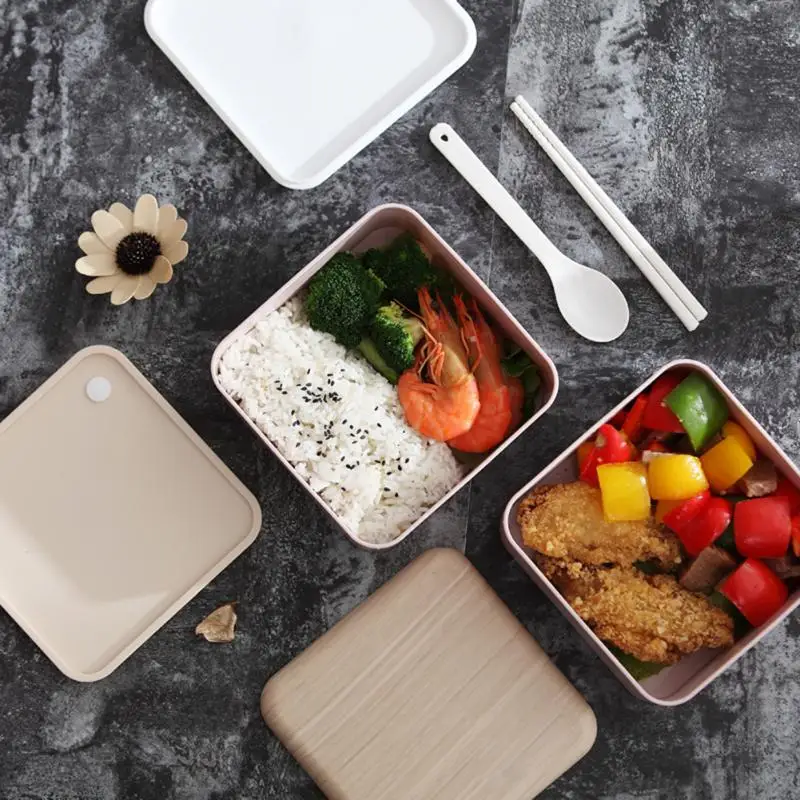 

Hot Selling 2 Layer Lunch Box for School Student Canteen Compartment Plate Adult Sealed Insulation Practical Lunch Box