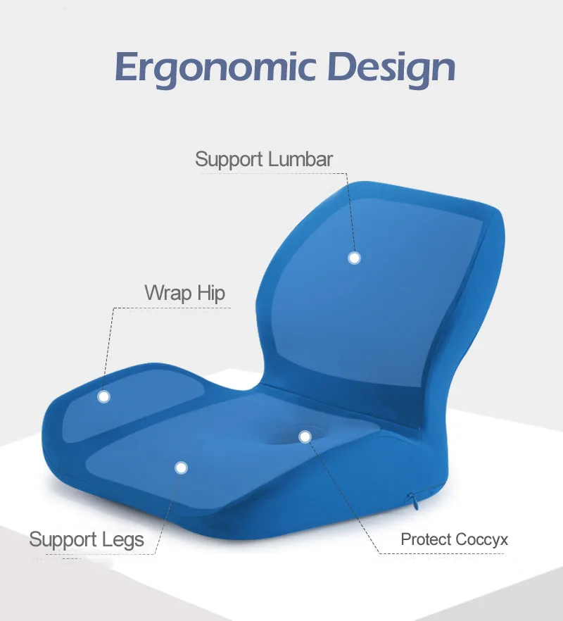 PurenLatex Seat&Back Cushion Memory Foam Chair Cushion for Lower Back Pain Relief Protect Lumbar Cushion Orthopedic Pillow