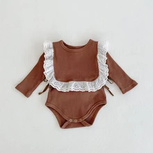Barboteuse en dentelle à volants pour bébé, barboteuse à manches longues, body en coton pour filles, nouvelle mode enfants combishort