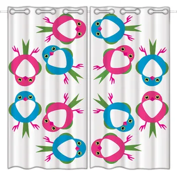 

HommomH blackout curtain (2 panels) top perforated bedroom high-quality fabric curtain cartoon cute bird