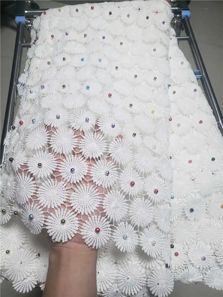 Фабрика заменит чистого белого цвета в африканском стиле Eembroidery шнур Ткань