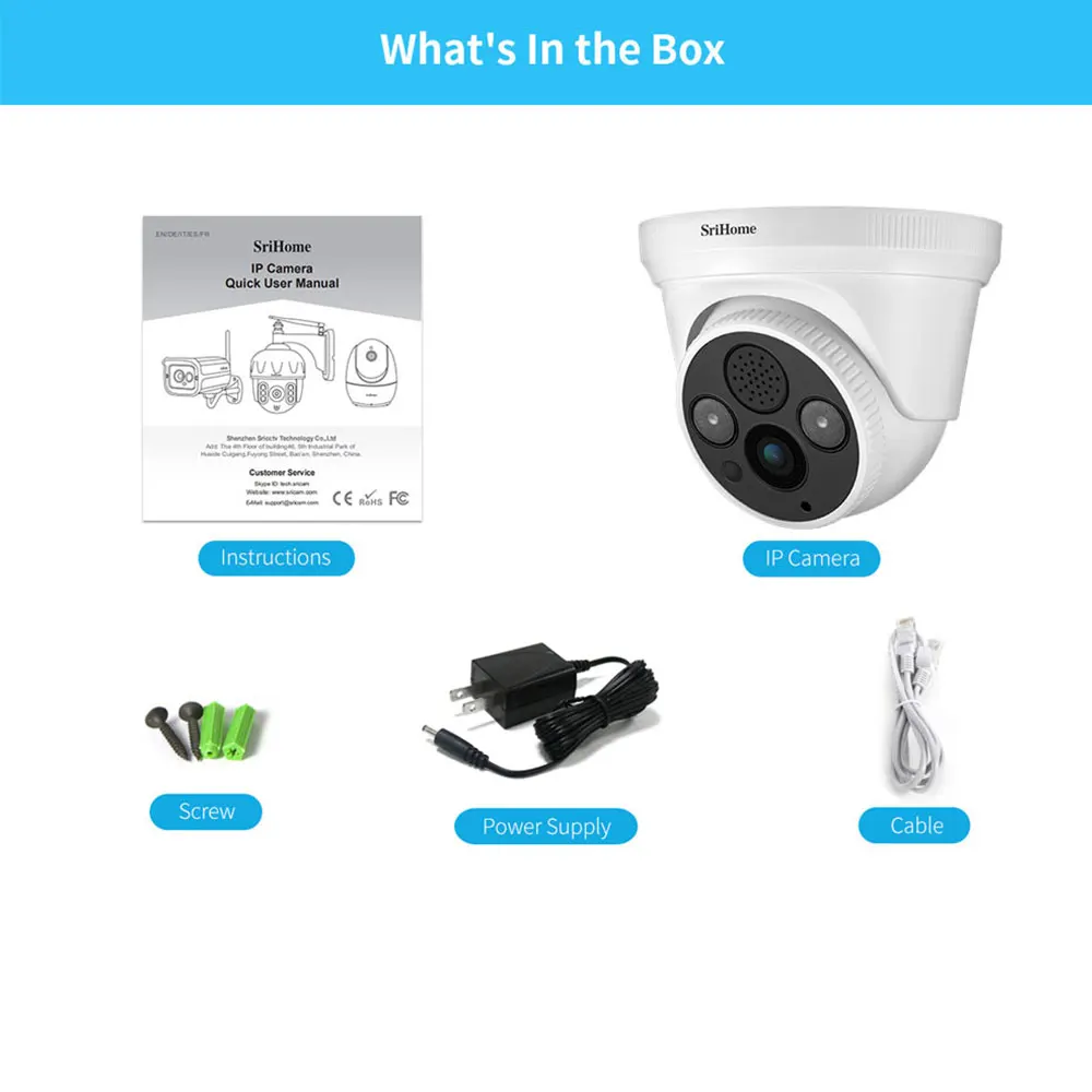 Sricam SH030 3.0MP купольная IP камера H.265 охранная CCTV Wifi двухсторонняя аудио сигнализация