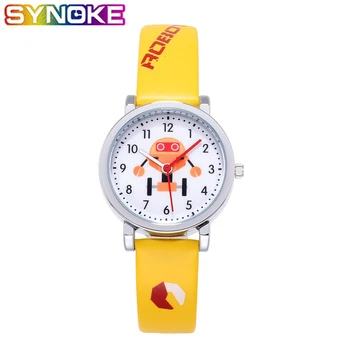 

SYNOKE Kids Quartz Watches PU Sports Students Clock Cartoon Robot Boys Girls Gifts Children Watch Colorful Fashion Wrist Watch