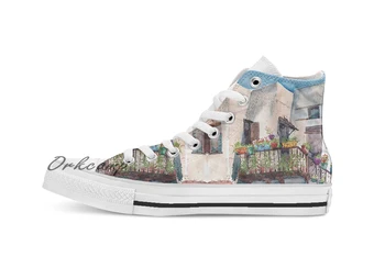 

Rhodes Greece Custom Casual High Top lace-up Canvas shoes sneakers Drop shipping