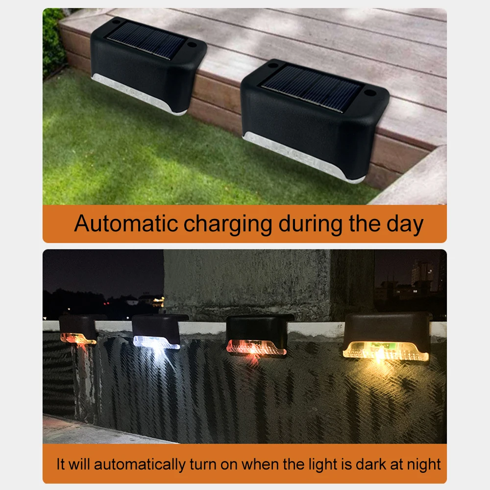 solar wall lights 4pcs LED Solar Powered Lamp Outside Lights Garden Fence Step Deck Path Stair Outdoor Street Lamp Waterproof Holiday Light solar outside lights