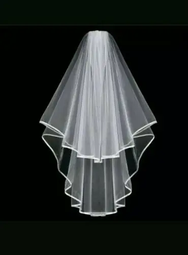 

Bridal Wedding Veil 2 Tier Comb Attached Handmade Elbow Length White 2024