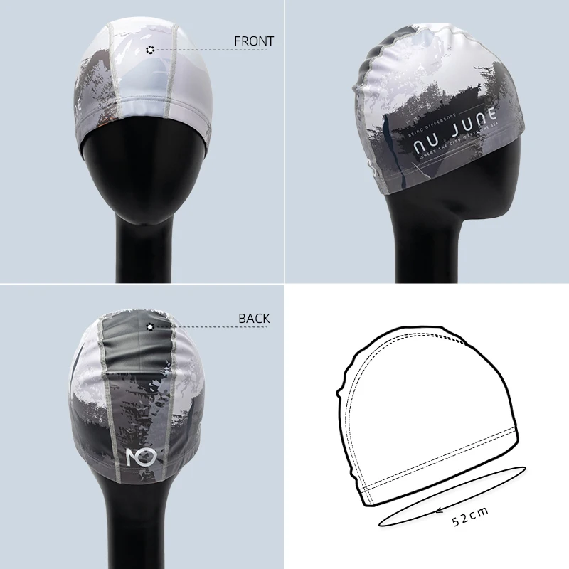 Nujune High Elastic Swimming Caps Adult Waterproof Stretchable Comfortable Ear Hair Protection Summer Pool Bathing Hat 6