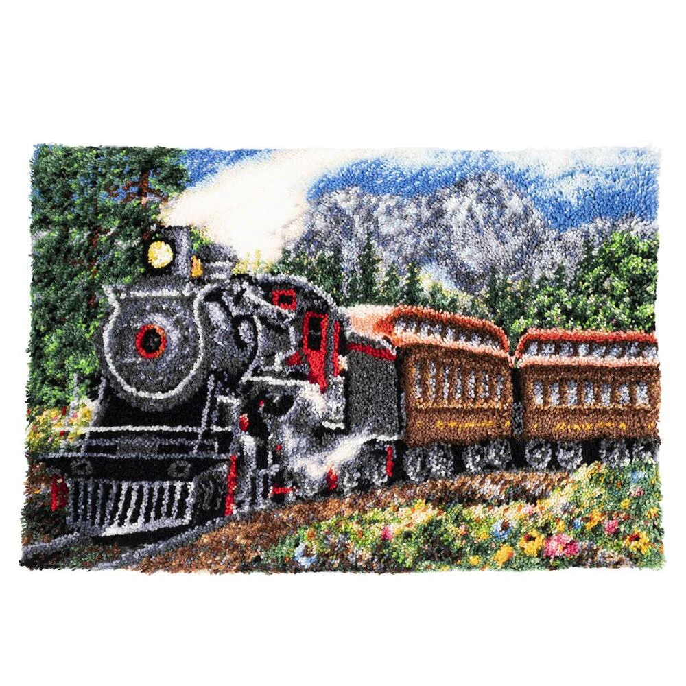 PROD 1005002762891513 Tapestry Kits Latch Hook Rug Kits with Printed
Pattern Canvas Train Carpet Embroidery Crafts for adults Needlework