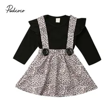 Одежда для малышей на весну и осень одежда для маленьких девочек комбинезон с длинными рукавами+ Леопардовый комбинезон платье с нагрудником теплый комплект одежды из 2 предметов