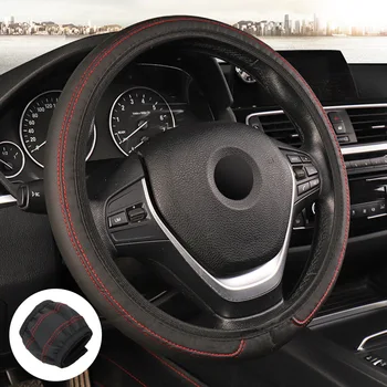 

YOSOLO PU Leather Steering-wheel Cover 37cm/38cm Universal Car Steering Wheel Cover Fit for Most Cars Auto Accessories