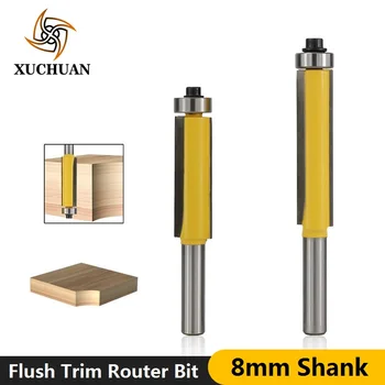 

1pc 8mm Shank Flush Trimming Router Bit With Bearing Guide Template Trim Milling Cutter Straight Pattern Router Bit