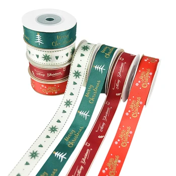 

Christmas Holiday Gift Wrapping Ribbon Assorted DIY Craft Merry Christmas Satin Ribbon Roll 10 Yards