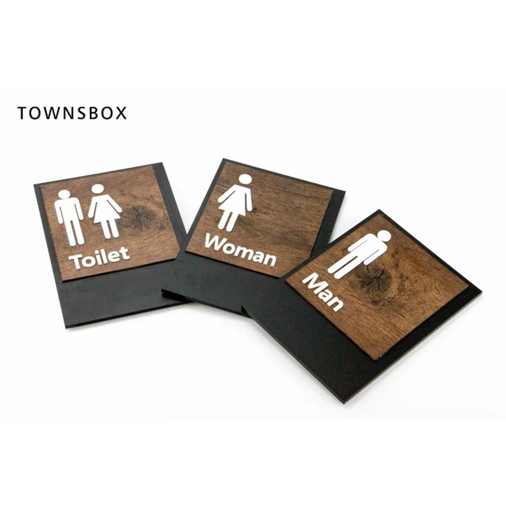 

Acrylic Door Bathroom Signage Plate Man Women Plaque Mounted Wc Board Wash Room Sign Wall Sticker Sticky Card